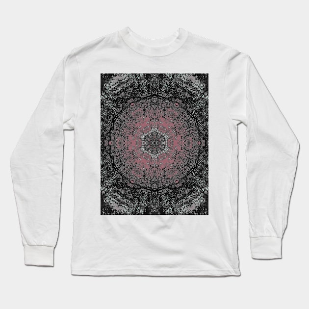 Back and Pink Stylish Textile Pattern Long Sleeve T-Shirt by Zen Goat 